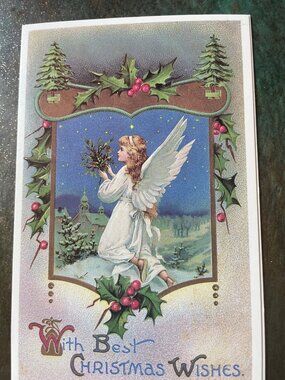 Set of 10 Victorian Christmas & New Year Postcards Set Girls Boys Santa Angels